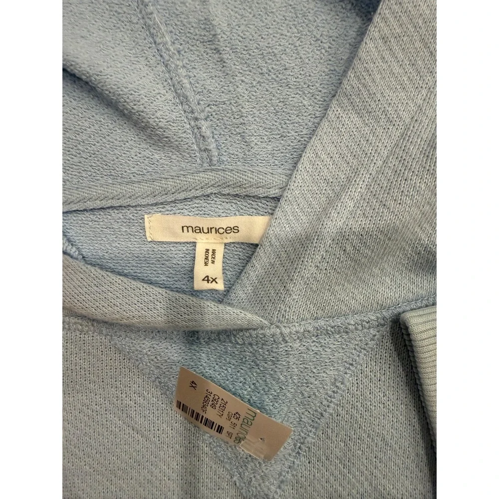Maurices Womens 4X Light Blue French Terry Hoodie Pullover Sweatshirt NWT